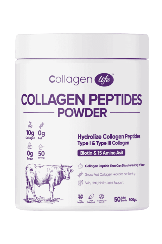 Hidrolize Kolajen Peptit Tip 1 - Tip 3 Kolajen 500g - Biotin & 15 Amino Asit  50 Günlük Gıda Takviyesi